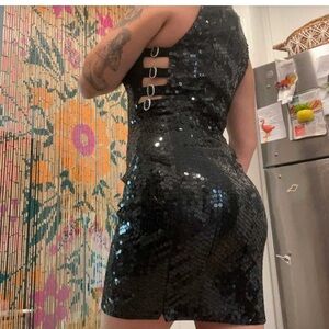 Niteline Black Sequin Bodycon Dress Sleeveless Night Out